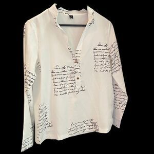 CBR White Script Print Blouse